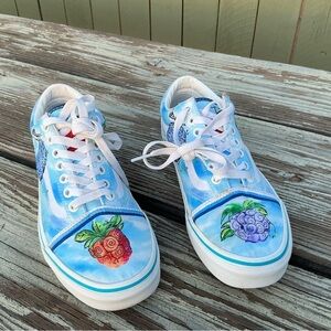 VANS x One Piece Old Skool Devil Fruit Sneakers Shoes Blue Mens 5.5 Womens 8.5